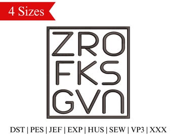 Projekt haftu Zero Fks Given, sarkastyczny plik do haftu, humor dla dorosłych, zabawne gadżety do haftu – 4 rozmiary – natychmiastowe pobranie