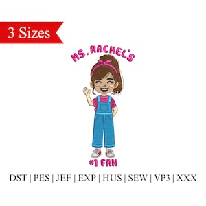 Ms Rachel Embroidery Design: Toddler #1 Fan (3 Sizes) (Instant Download)