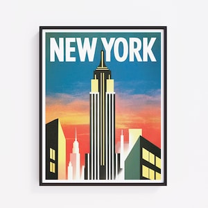 Art Deco Empire State Building Print: Vintage NYC Travel Poster (Digital Download)