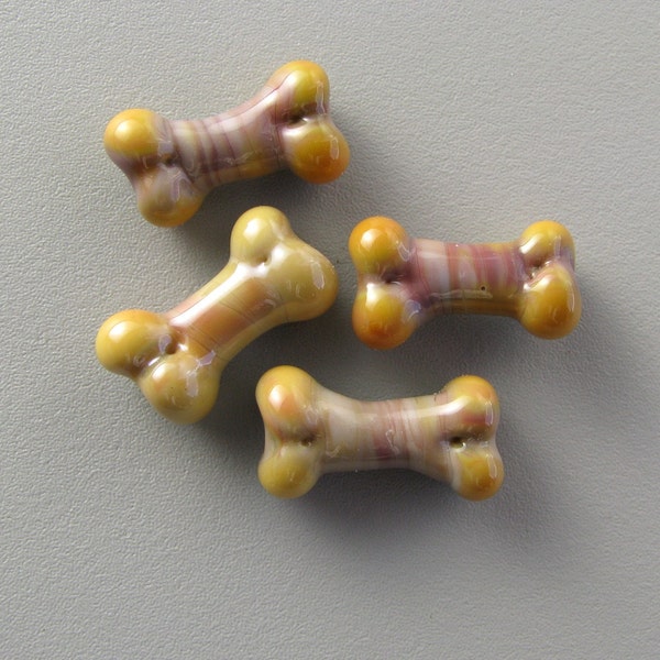 Stone Ground Mustard bones -handmade glass beads