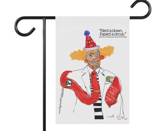 Bandera de jardín del payaso de Trump: pancarta de protesta política
