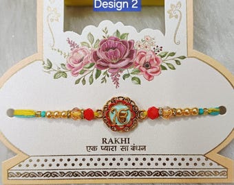 Handmade Beaded Rakhi Bracelet for Brother – Adjustable Designer Thread Band