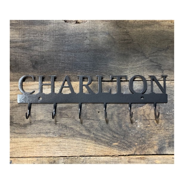 Key Rack With Name, Curved Key Hooks, All Capital Print, Personalized