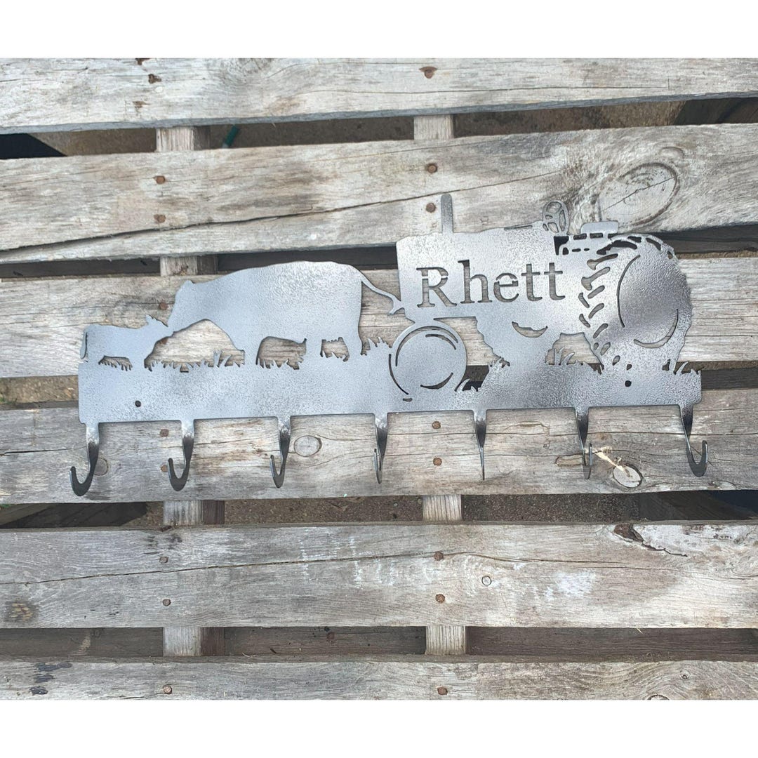 Coat Rack Farm Tractor and Cows, Personalized With Name, 7 Hook - Etsy
