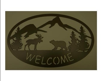 Welcome Sign - Moose and Bear