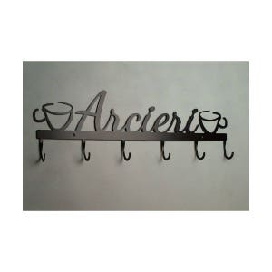 Coffee Cup Rack 6 Hook, Custom With Name in  Script Font