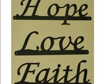 Inspirational Words - Faith, Love, Hope Sign Set