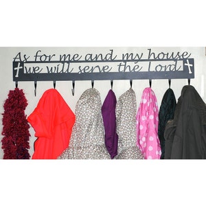 Coat Rack 10 Hook &quot;As for me and my house, we will serve the Lord&quot;