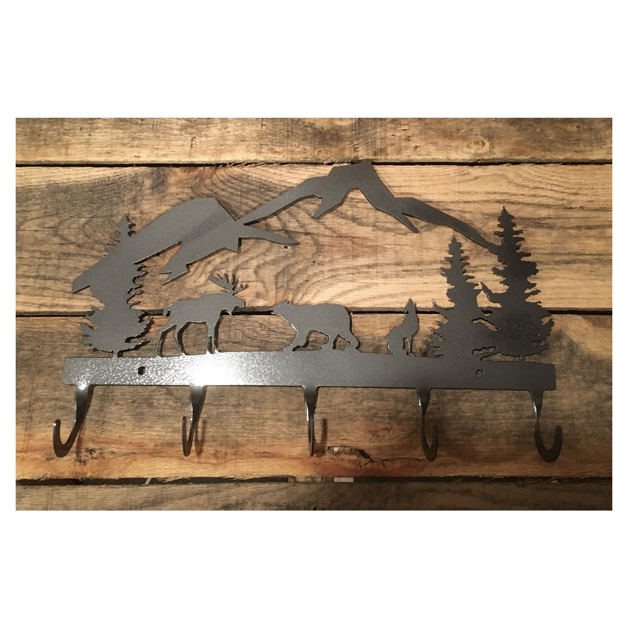 Coat Rack Mountains Moose and Bear Etsy