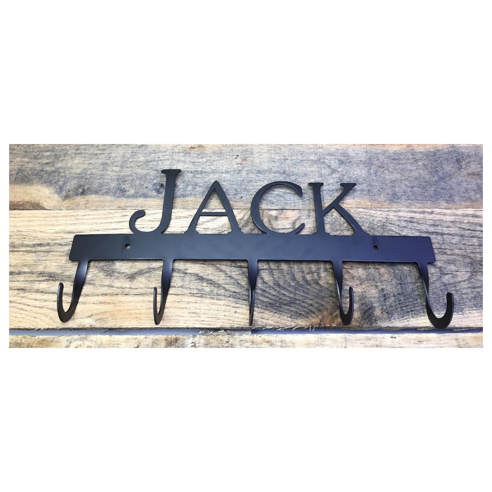 Coat Rack, Custom Word or Name, 5 Hook - Etsy