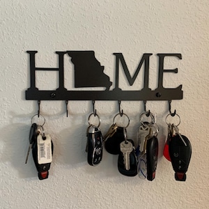 Key Holder For Wall, Home State Design with Six Hooks