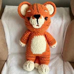 24&quot; Crochet Tiger Plush Toy, Knitted Tiger, Handmade Stuffed Tiger Toy, Amigurumi Tiger, Crochet tiger plush soft toy Newborn Gift Plushie