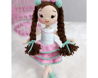 Handmade Pink Crochet Doll, Soft Plush Toy, Gift for Kids 3+