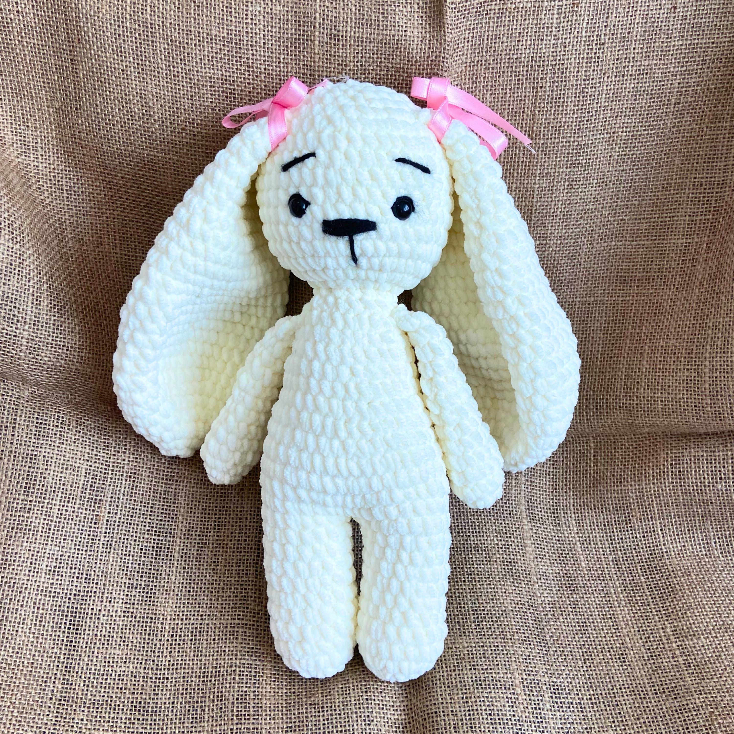 13インチ かぎ針編みのぬいぐるみウサギ、あみぐるみウサギ人形