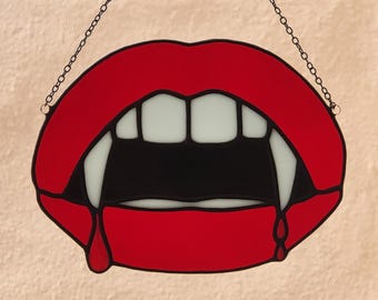 Vampire Mouth After A Bite - Stained Glass Suncatcher