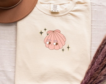 Sea Shell Retro Graphic Tee | Garment-Dyed Coastal Vibe T-Shirt Summer Vibes