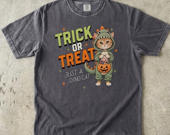 Retro Dinosaur Cat Shirt | Vintage Halloween Tee | Old School Trick or Treat Apparel