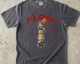 Pennywise Retro Cat T-Shirt | We All Float Halloween Tee | Old School Style | Unisex tee