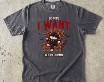 I Do What I Want Kitty Shirt | Retro Devil Cat Vintage T-Shirt Halloween