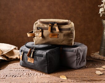 Cosmetic Bag l Men Wash Bag l Canvas l Toiletry Kit l Groomsmen Gift l Dad Gift l Gym l Travel Bag l Christmas Gift l Camping & Outdoor