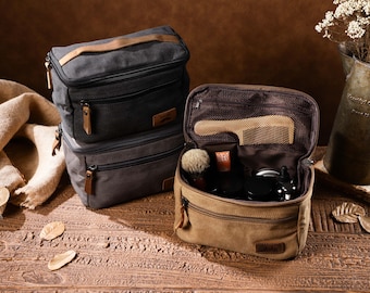 Cosmetic Bag l Men Wash Bag l Canvas l Toiletry Kit l Groomsmen Gift l Dad Gift l Gym l Travel Bag l Christmas Gift l Camping & Outdoor