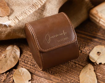 Custom Engrave Watch Roll l Leather Watch Case l Gold/Silver Font l Brown Color l Travel Kit l Groomsmen Gift l Wedding l Anniversary
