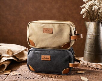 Cosmetic Bag l Men Wash Bag l Canvas l Toiletry Kit l Groomsmen Gift l Dad Gift l Gym l Travel Bag l Christmas Gift l Camping & Outdoor