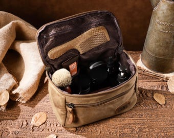 Cosmetic Bag l Men Wash Bag l Canvas l Toiletry Kit l Groomsmen Gift l Dad Gift l Gym l Travel Bag l Christmas Gift l Camping & Outdoor
