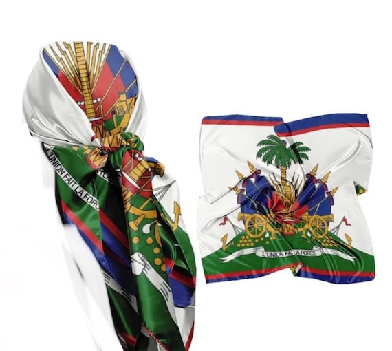 Beautiful soft Haitian flag pattern scarf. Perfect for headwear, travel, vacation and all  purposes. Large scarves.