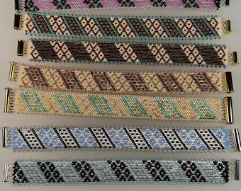 Peyote Stitched Seed Bead Bracelet in Color Variations