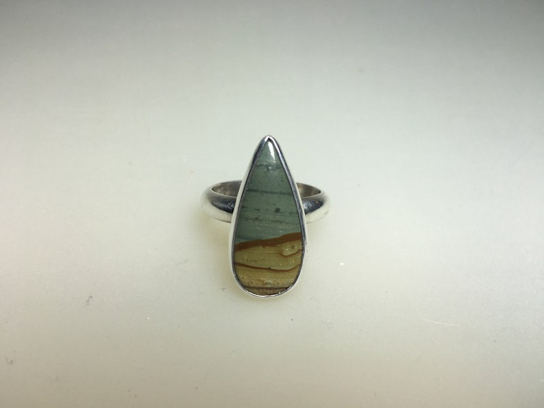 Hand-Fabricated Rocky Butte Jasper Cabochon Ring in Sterling Silver Size 7