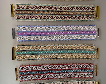 Peyote Stitched Seed Bead Bracelet in Color Variations