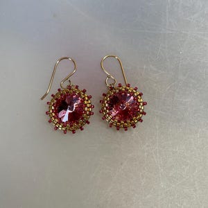 Sparkling Rose Rivoli Crystal and Glass Seed Bead Earrings