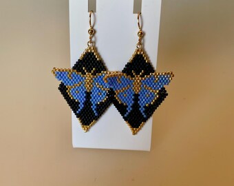 Large Luminous Butterfly Design Glass Seed Bead Earrings