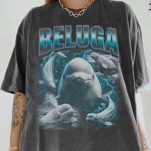 Camiseta vintage Beluga, camiseta estilo rap pirata dos anos 90, estampa de mamífero ártico, presente para biólogo marinho