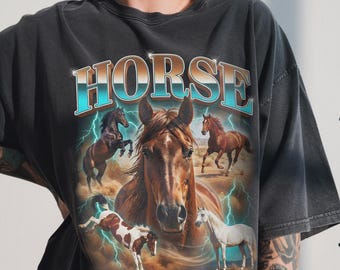 Vintage Horse Shirt, 90s Bootleg Rap Tee, Wild Equine Animal, Horse Lover Gift