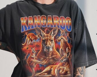 Vintage Kangaroo Shirt, 90s Bootleg Rap Tee, Funny Buff Australian, Marsupial Lover Gift