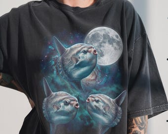 Three Mola Mola Moon Shirt, 90s Vintage Bootleg  Graphic Tee, Ocean Sunfish Lover Gift