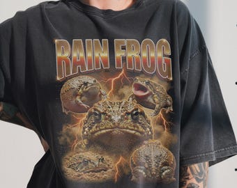 Vintage Rain Frog Shirt, 90s Bootleg Rap Tee, Grumpy Desert Toad Animal Gift