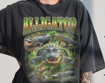 Vintage Alligator Shirt, 90er Jahre Bootleg Rap T-Shirt, Geschenk für Alligator Liebhaber, Florida Reptil