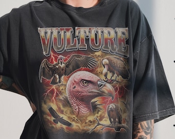 Vintage Vulture-tröja, 90-tals bootleg rap-tröja, vild asätare, mörk naturgåva