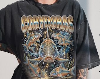 Vintage Corydoras Shirt, 90s Bootleg Rap Tee, Funny Catfish Meme, Aquarium Keeper Gift