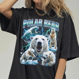 Vintage Polar Bear Shirt, 90s Bootleg Rap Tee, Arctic Wildlife Graphic, White Bear Gift image 6