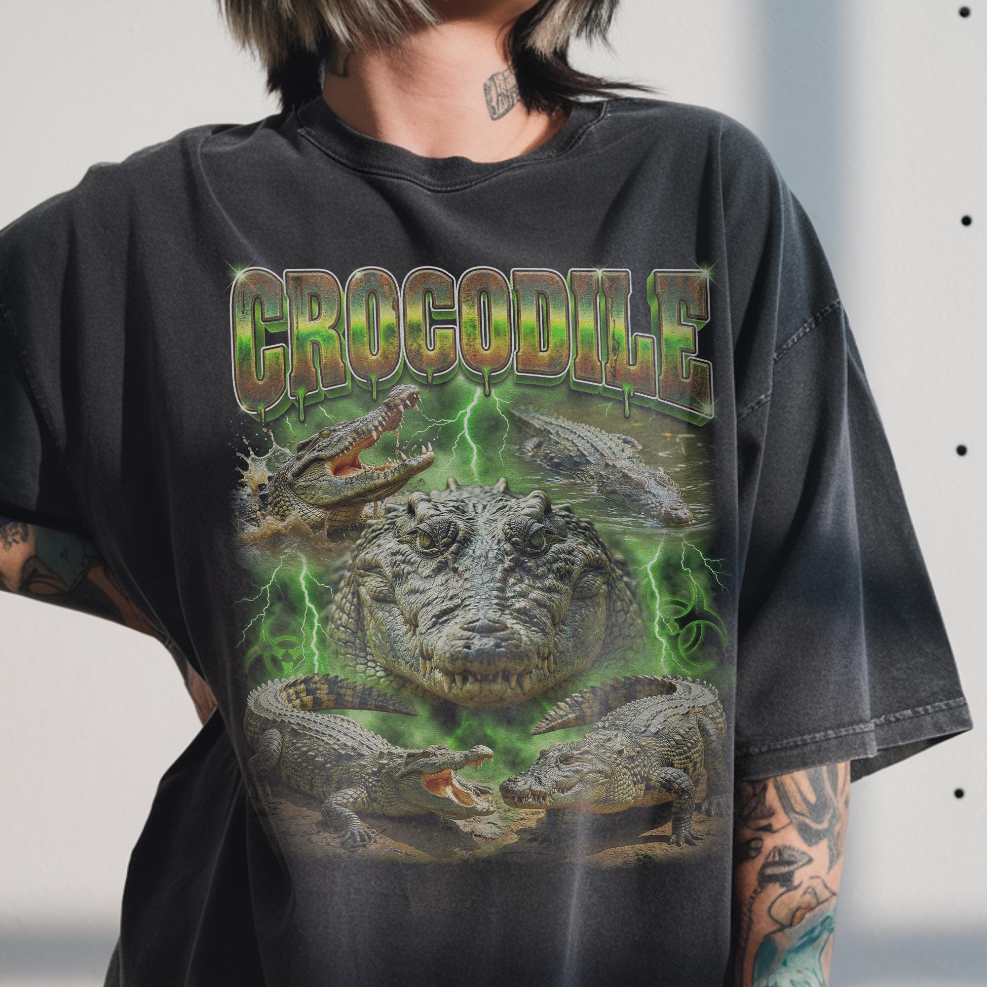 Vintage Crocodile Shirt, Wild Alligator Predator, 90s Bootleg Rap 