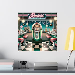 Retro Diner Jukebox Poster: 50s Rock &#39;n&#39; Roll Wall Art