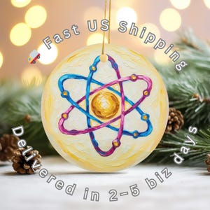 Wissenschaft Atom Ornament | Impasto Stil, Geschenk für Physiklehrer Bild 5
