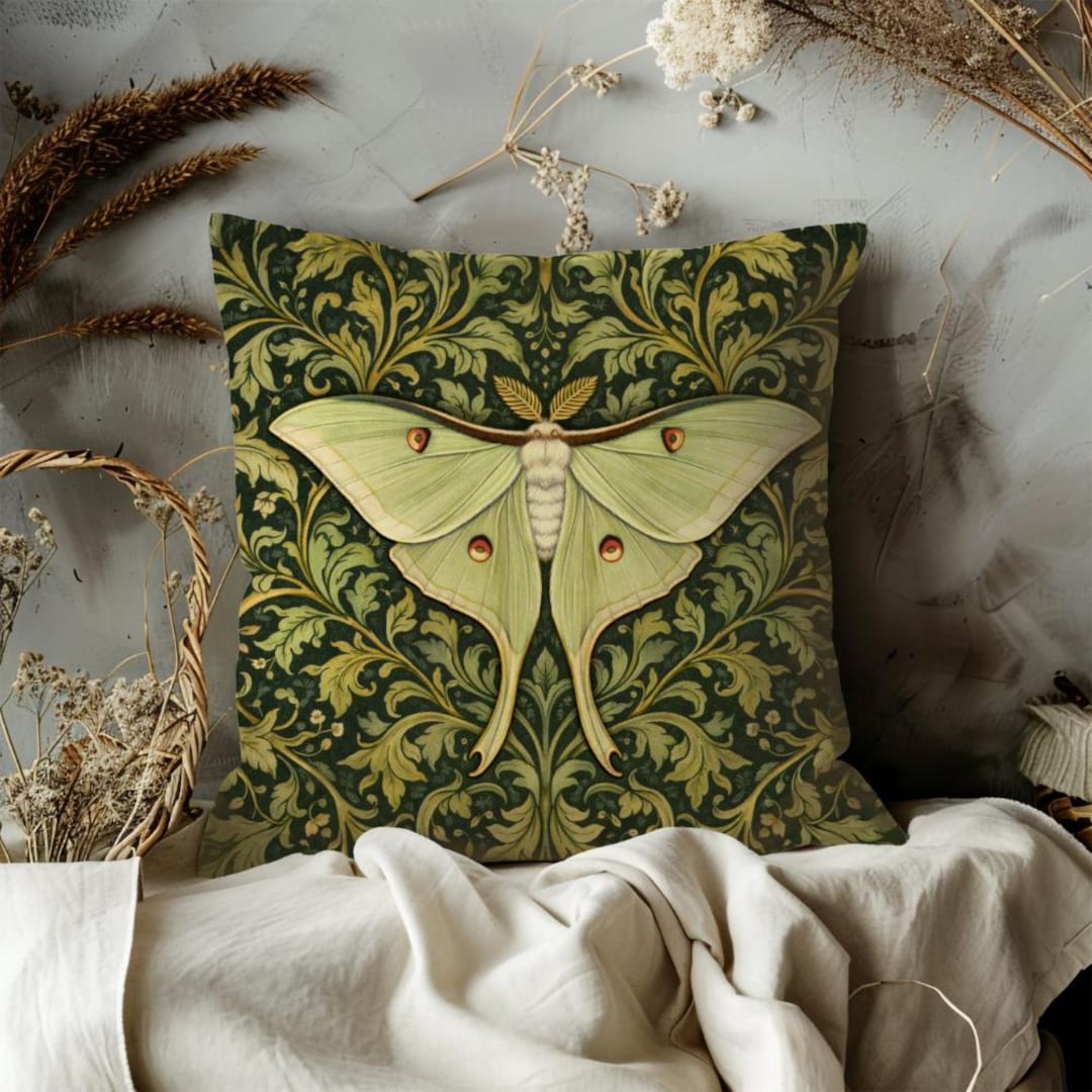 William Morris Luna Moth Pillow Case, Arts and Crafts Botanical Decor ...