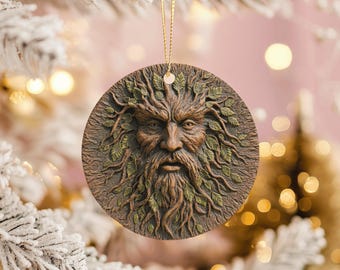Ornement de Noël homme vert style bois celtique esprit de la forêt cadeau païen
