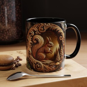 Whimsical Squirrel Mug Fantasy Woodland Forest Animal Coffee Cup Curled Tail Art Gift for Nature Lovers and Fairy Tale Fans