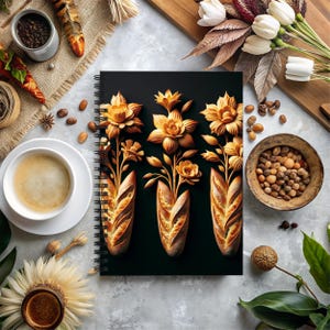 Quaderno con baguette floreale - Regalo culinario per estetisti da forno